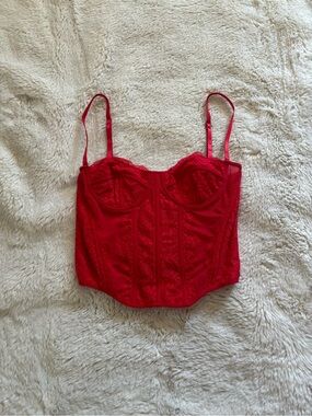 Red Lace Corset Bustier Crop Top